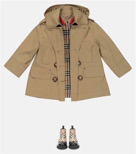 burberry kids hooded cotton twill trench coat|designer duffle coat for boys.